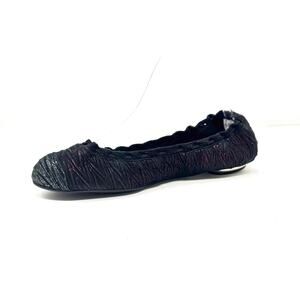 Chanel Black Fabric Ballet Flats with Pink Lurex Thread CC Logo 36.5 Rare Runway